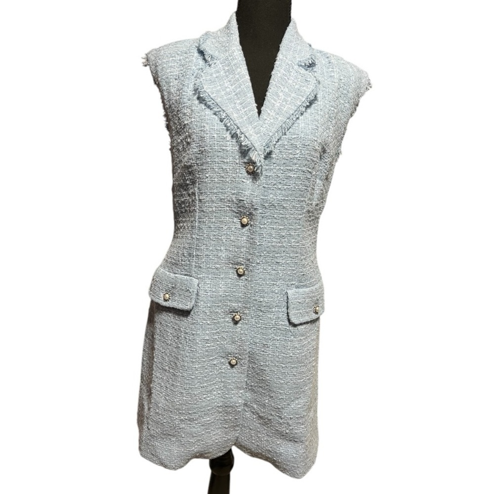 Maeve Anthropologie Blue Tweed Sleeveless Blazer Dress (NWOT) 🔥 - Picture 2 of 6